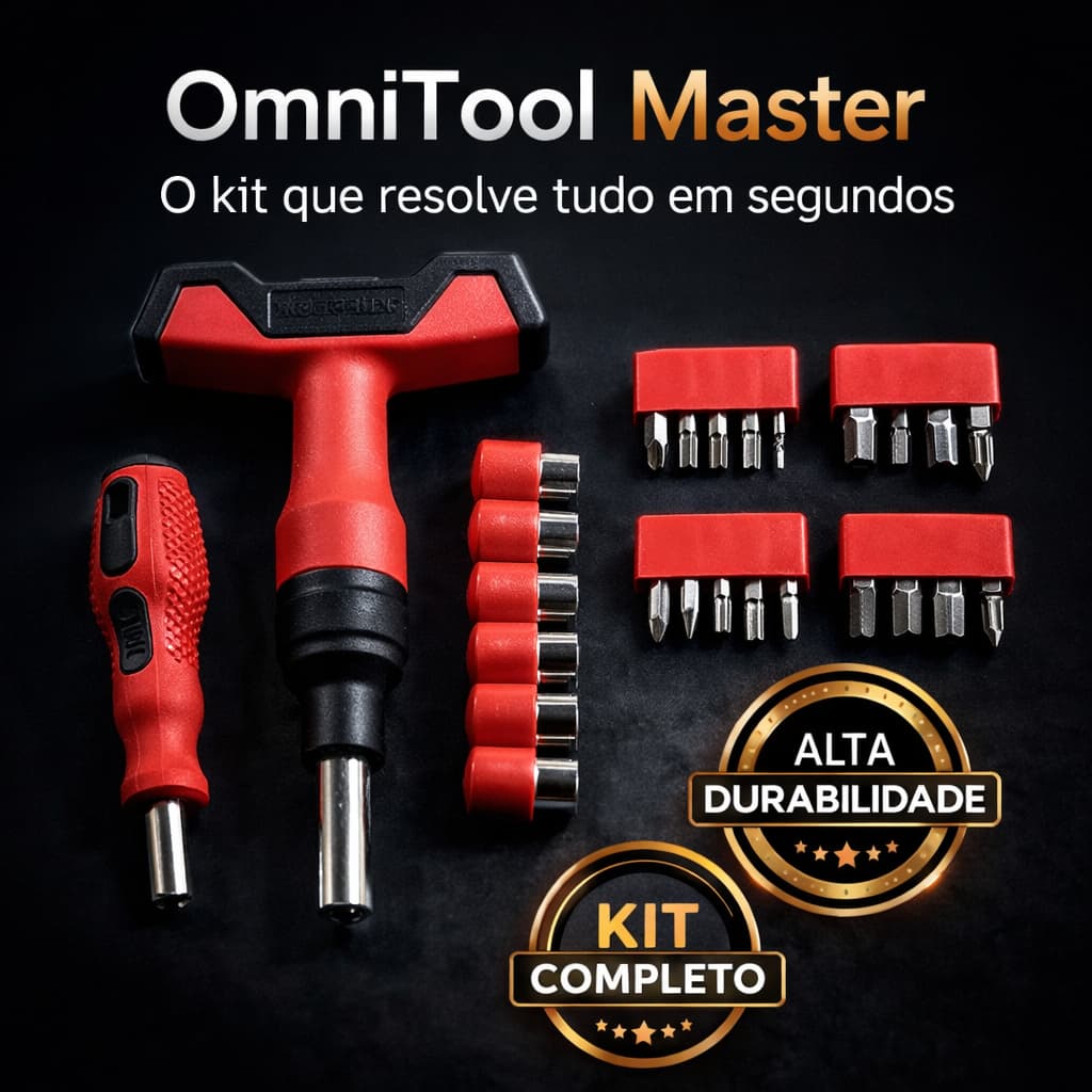Kit Ponteira Universal OmniTool Master Set Profissional Multifuncional com Chave Alta Resistência