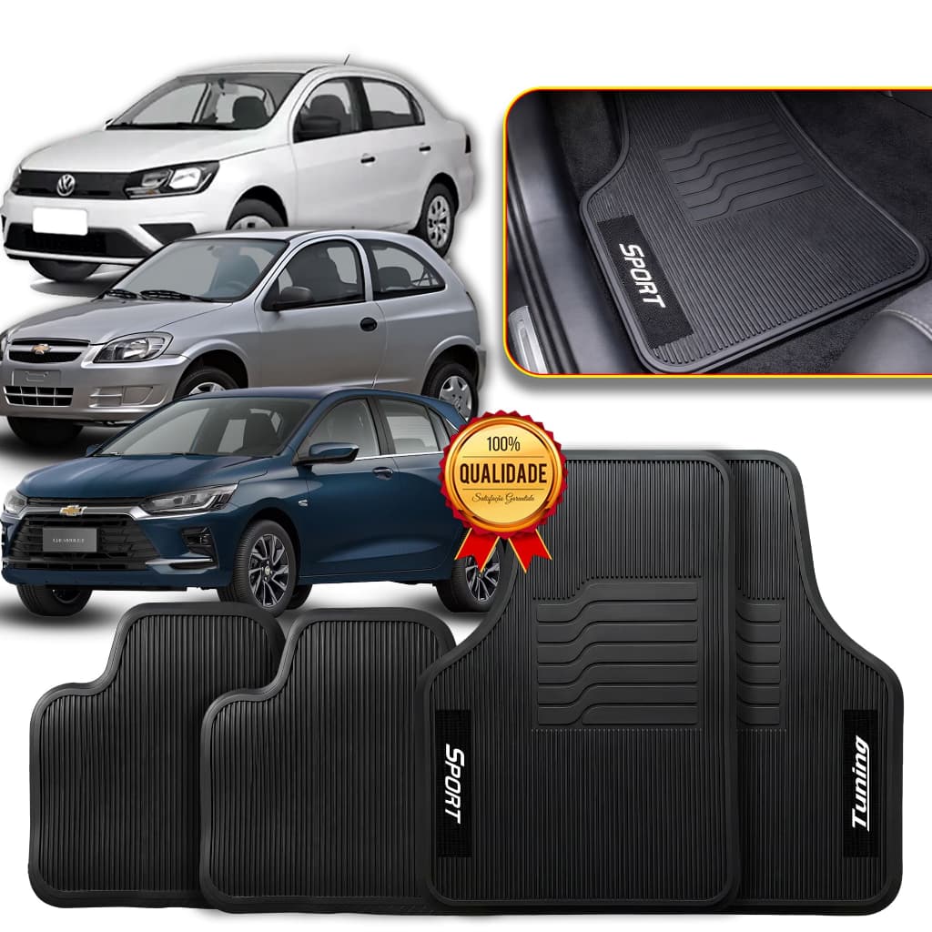 Tapete Borracha PVC Automotivo Universal Ajustavel Antiderrapante Resistente Carro Preto