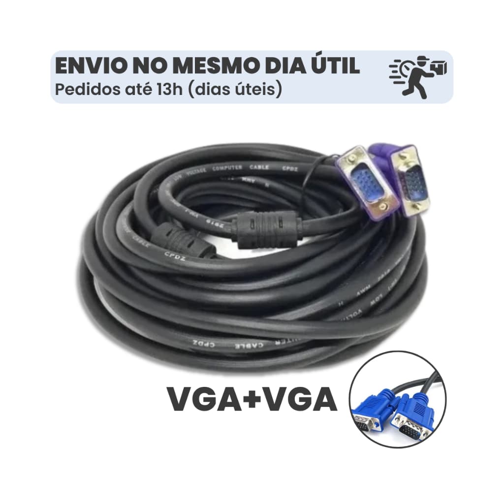 Cabo VGA Macho x Macho com Filtro 20 metros Conector Azul