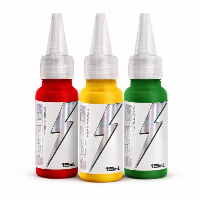 kit 3 tintas cores primarias tattoo Vermelho | Amarelo | Verde | 15ML