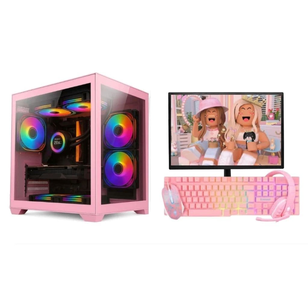 PC Gamer Rosa Pink Completo I5 16GB 240GB Roblox/Free fire - Teclado, Mouse, Headset Rosa