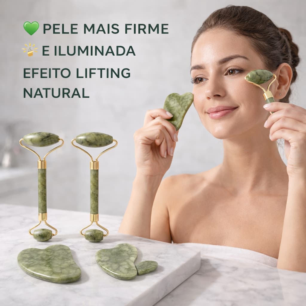 Rolo Pedra de Jade Placa Gua Sha Massagem Facial Anti Rugas Rolinho Jade Original Variações