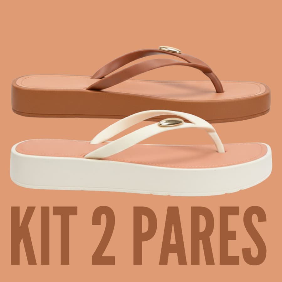 Kit Sandália Plataforma Feminino Chinelo Tamanco Confortável Casual Saltinho