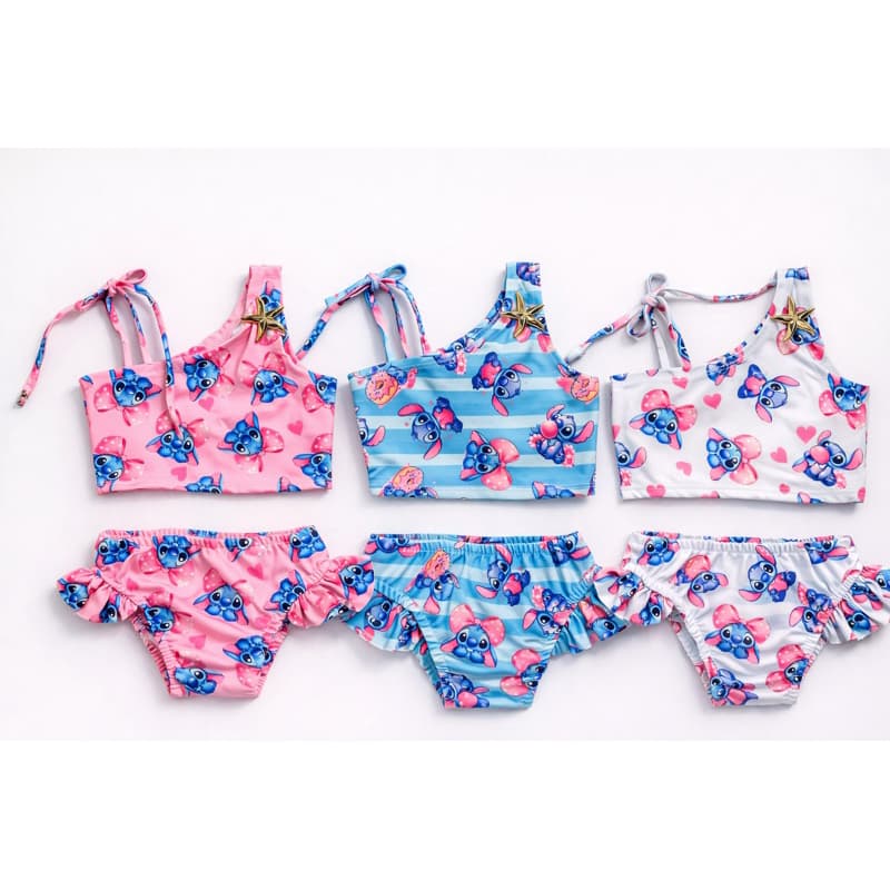 Kit 2 Conjuntos Biquinis Infantil  Proteção Solar Proteção Uv (2 a 10 Anos)