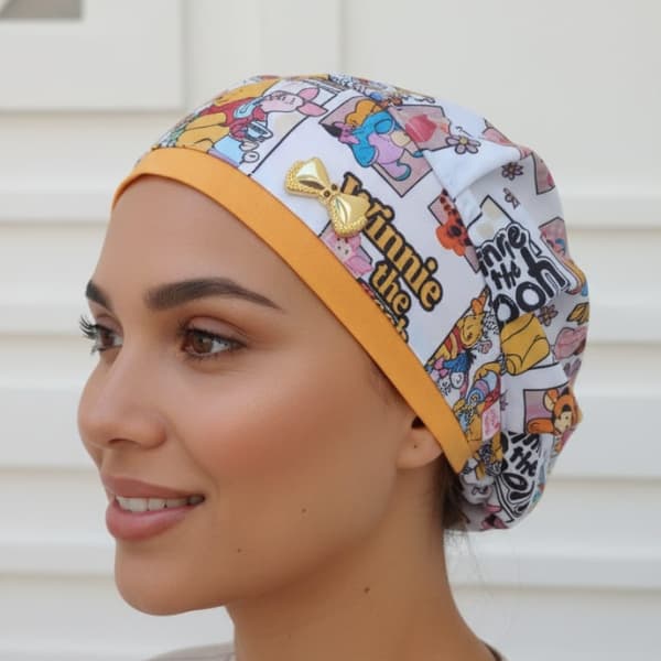 Touca Cirúrgica Feminina Enfermagem com Elástico Gorro Personagens