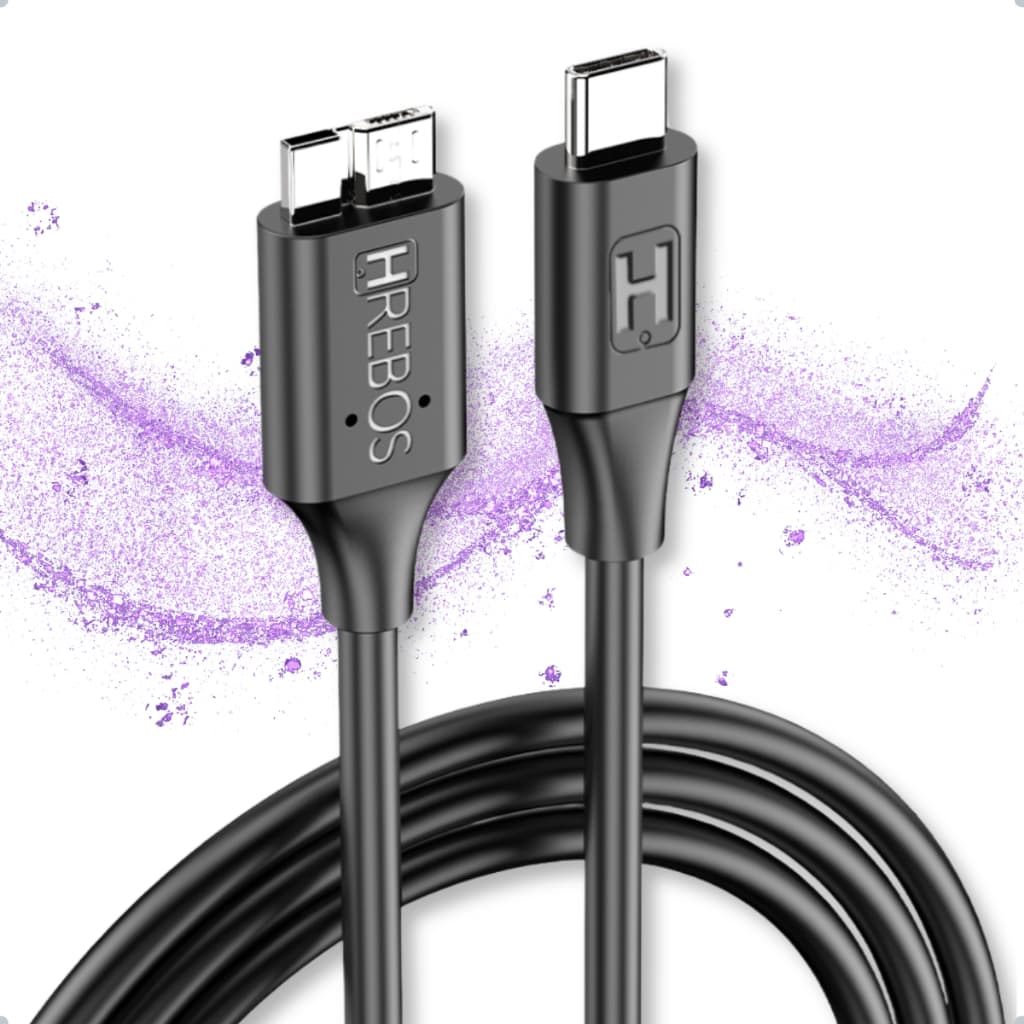 Cabo de HD Externo Tipo-C para Micro-B - Case SSD Externo - 3.0 5gbps c/ 1 Metro Transferência Dados
