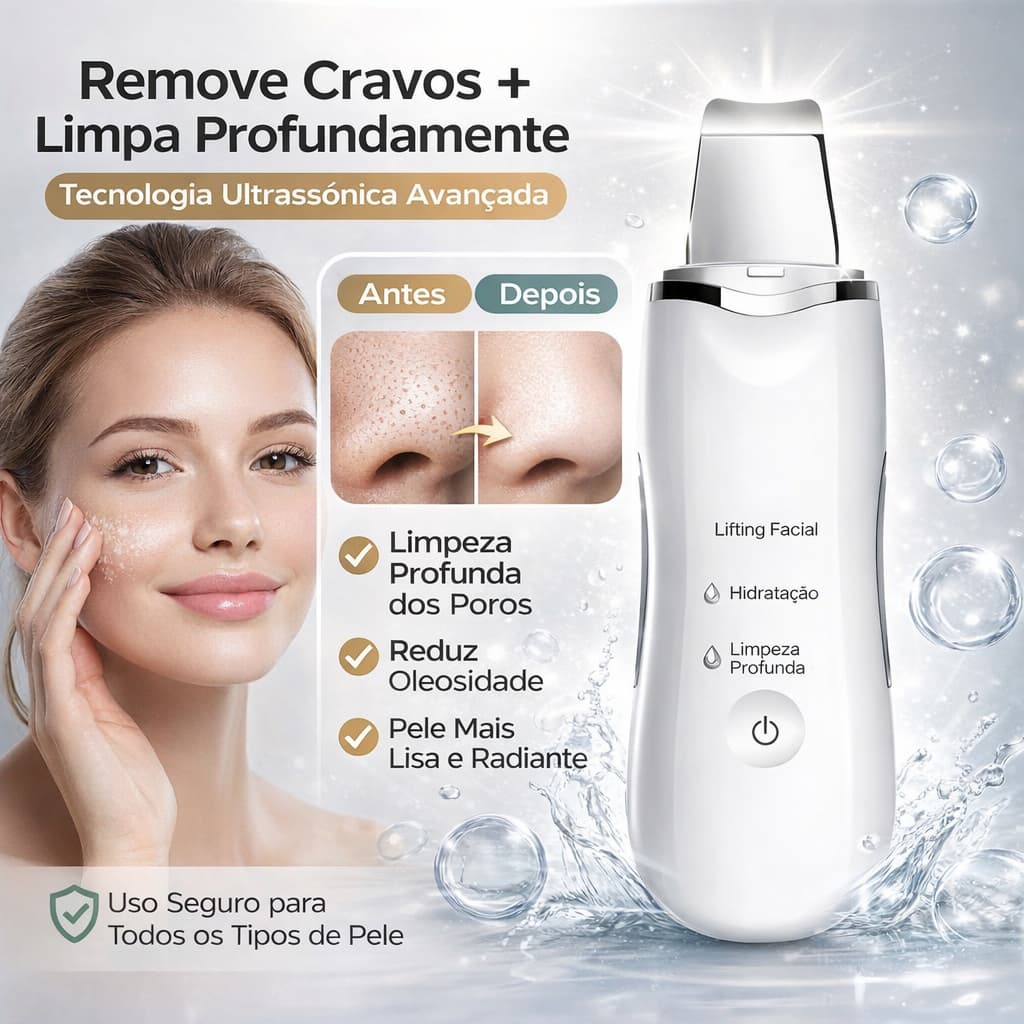 Aparelho Removedor de Cravos Ultrassônico Peeling Facial Profissional Limpeza de Pele Profunda Antirrugas Espátula