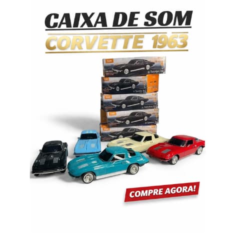 Caixa de Som Carro Antigo Corvette 1963 Bluetooth + Rádio FM