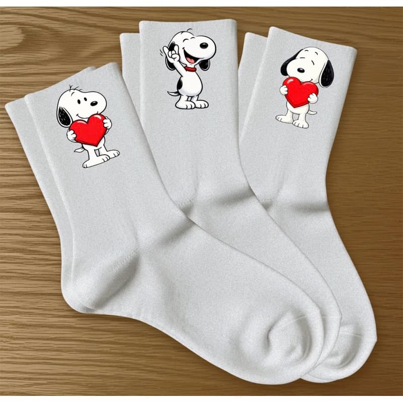 kit 3 Pares De Meias Esportivas Estampa Divertida Snoopy