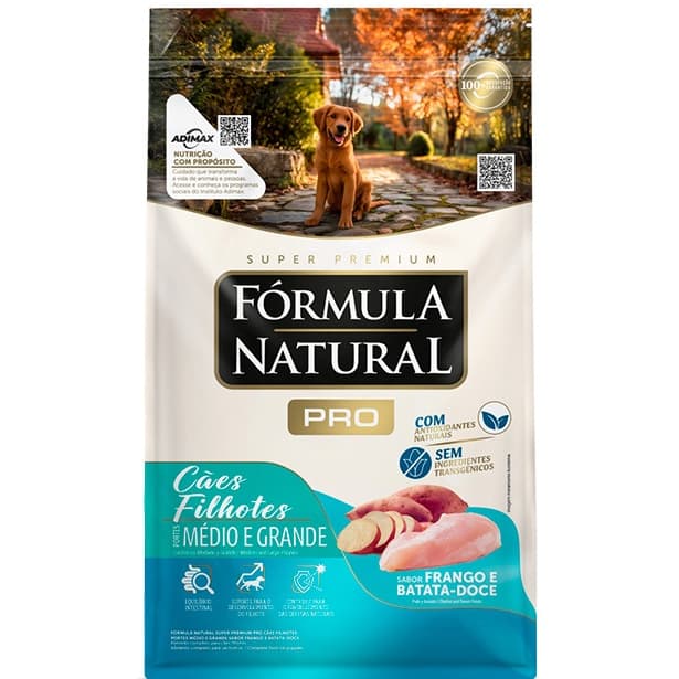 Ração Fórmula Natural Pró 15 kg para Cachorros Filhotes de Porte Médio e Grande Sabor Frango e batata doce