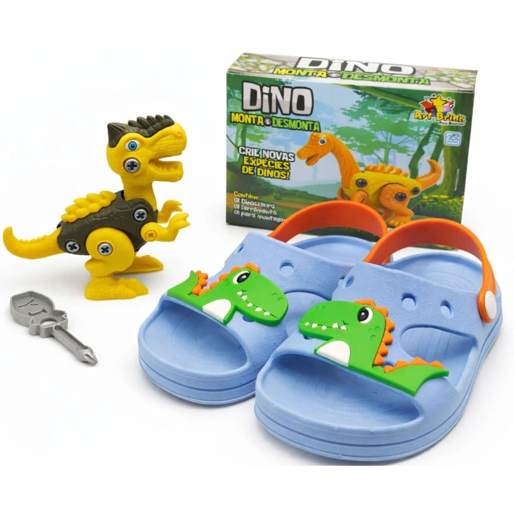 Sandália Menino Confortável Antiderrapante super leve macio + Brinquedo Dinossauro