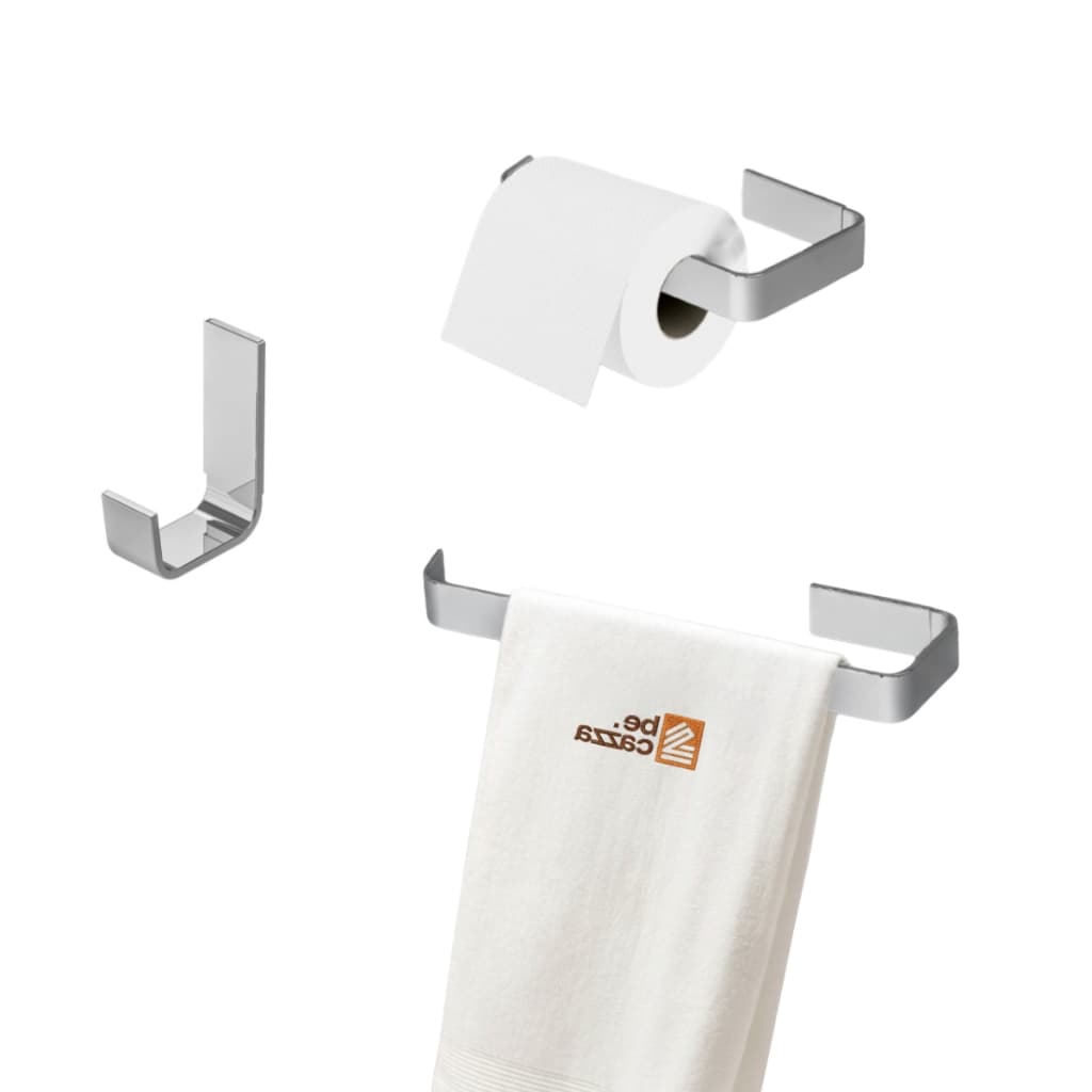 Kit Lavabo Completo Aço Inox Reforçado Cromado Porta Toalha, Papeleira e Gancho