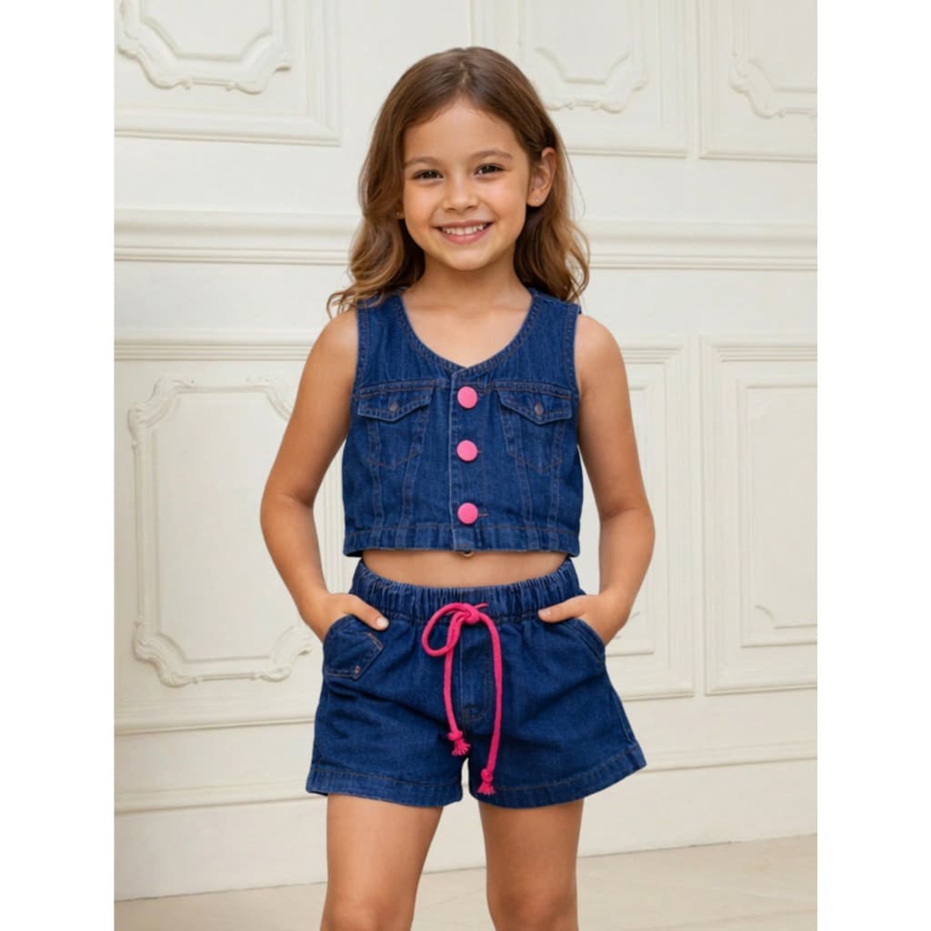 Conjnto croppet short com cordão