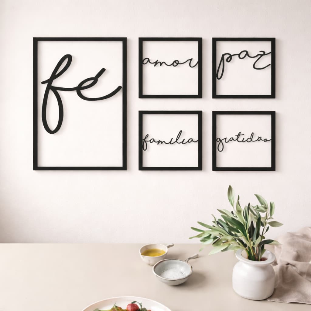 Quadros Decorativos Quarto Amor Fé Gratidão Cabeceira Parede Sala