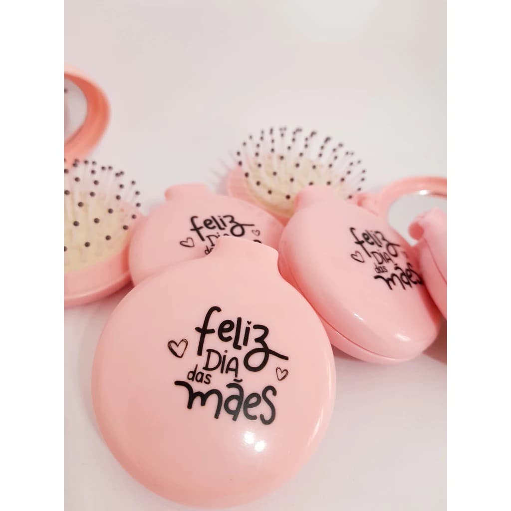 KIT COM 10 ESCOVAS C/ ESPELHO PERSONALIZADO BRINDE LEMBRANCINHA DIA DAS MAES