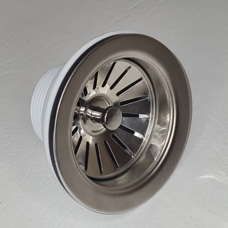 Válvula Americana Escoamento 3.1/2 Pia Cuba Cozinha Aço Inox Previne Entupimentos Mau Cheiro
