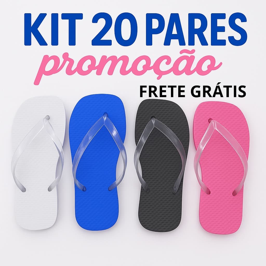 Kit 20 Chinelos Feminino Causal Borracha Infantil Confortável - Promoção Envio Relâmpago