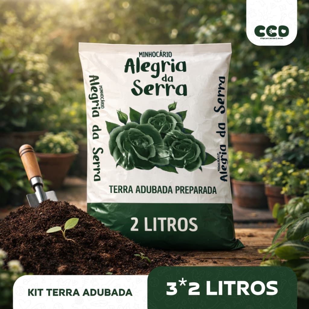 Kit 3 Terra Adubada Orgânica Alegria da Serra 2L