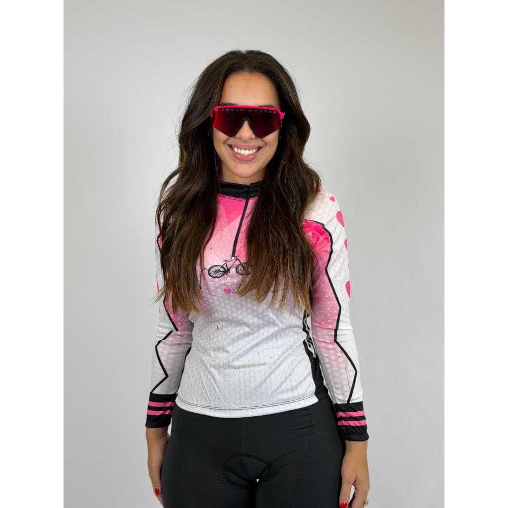 Camisa de Ciclismo Feminina MTB Pro Tour Bicicletinha Manga Longa Protecao UV