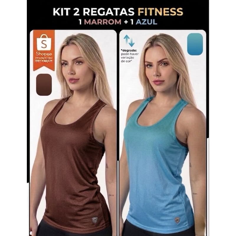 KIT 2 CAMISETAS REGATAS FEMININA DRY FIT ACADEMIA MALHAR TREINO CORRIDA ESPORTE RESPIRÁVEL LEVE