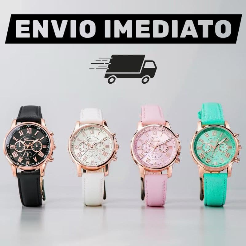 Relógio Feminino Elegante Geneva Fashion Minimalista Pulseira de Couro Sintético  - Presente Juvenil