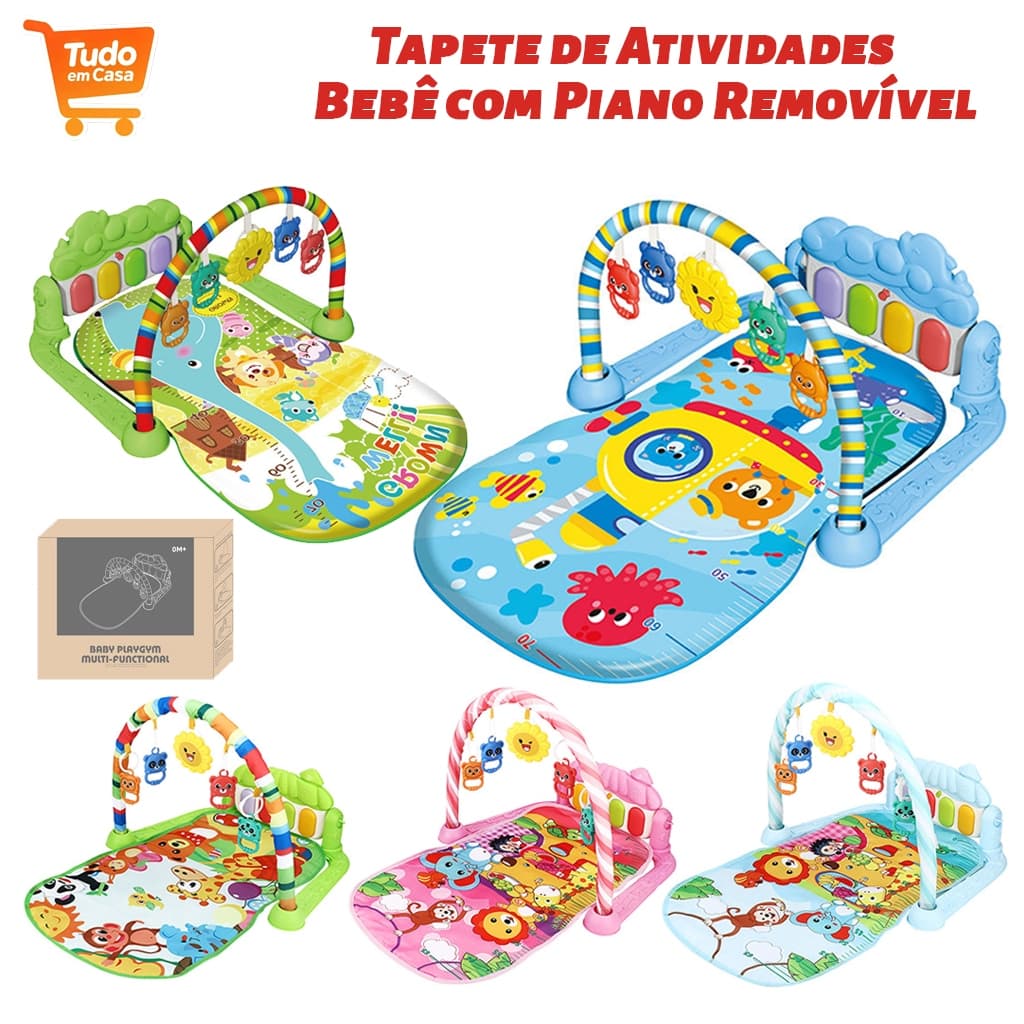Tapete de Atividades Musical com Piano Interativo e Móbiles para Bebê