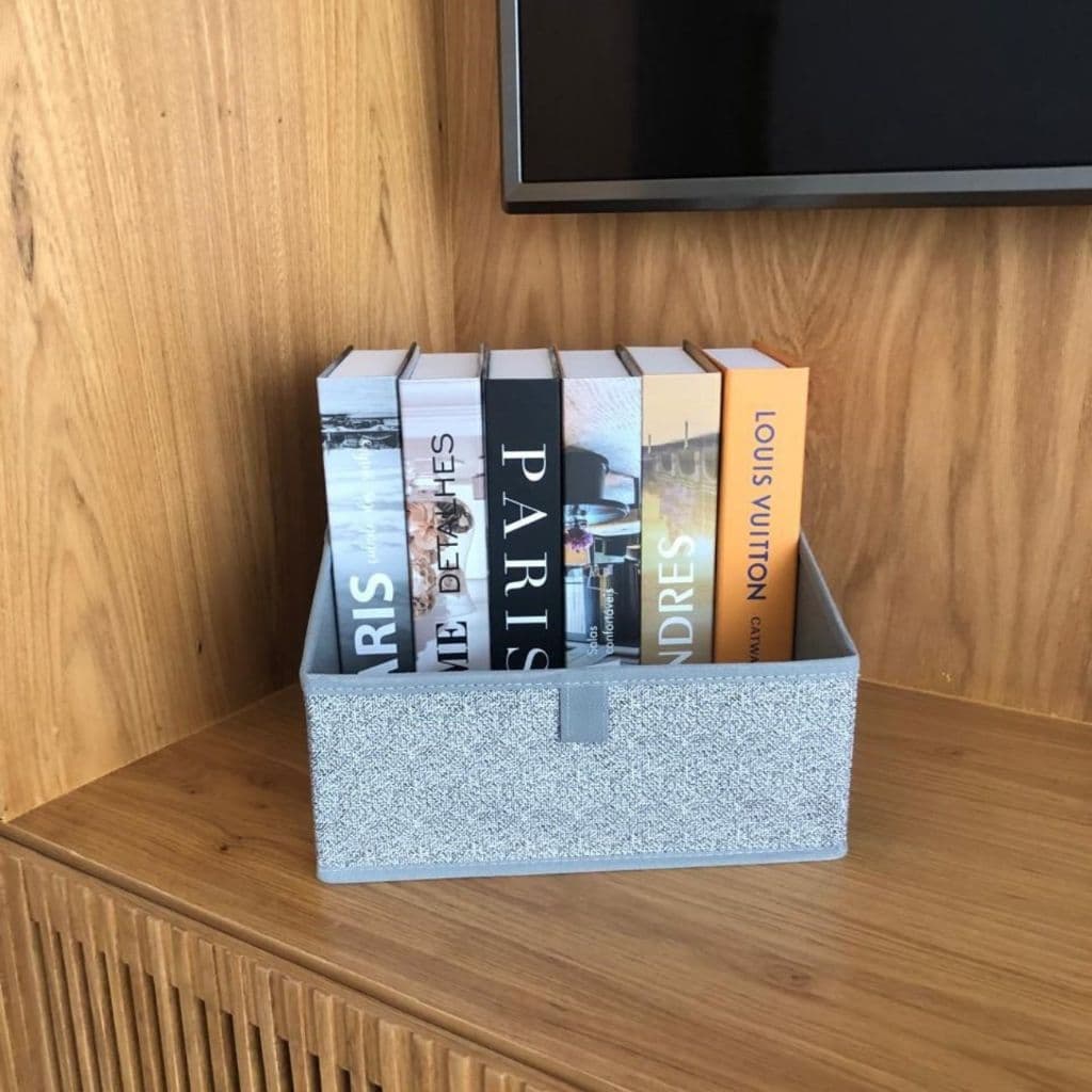 Kit 02 Caixa Organizador Aberto Tecido Dobrável Nichos Closet Livros