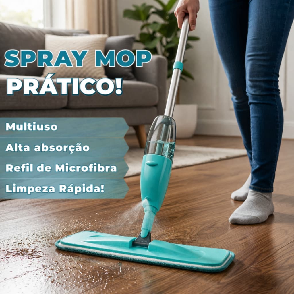 Mop Spray com Reservatório e Refil de Microfibra Multiuso | Kits com 2 ou 4 Refis