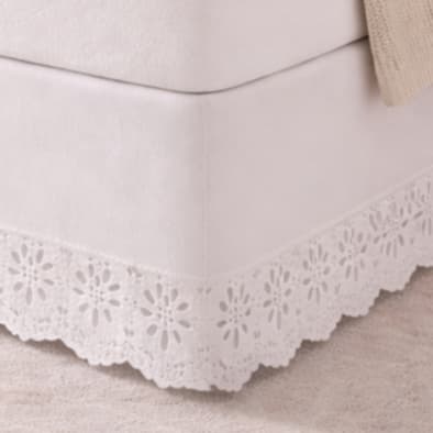 Saia Para Cama Box com Elástico e Barra Decorada Ajustável Solteiro|Viúva|Casal|Queen em Microfibra