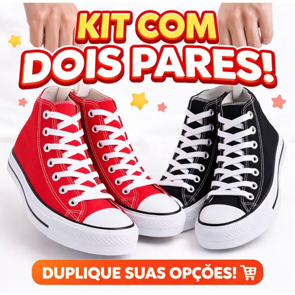 Kit 2 Pares Tênis Botinha Cano Alto Casual Masculino Feminino Promoção
