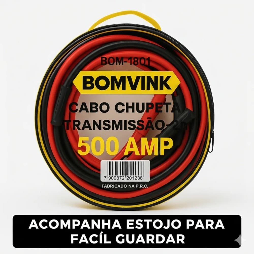 Cabo De Chupeta Transmissão 2 Metros 500 Amp Cobre BOMVINK BOM-1801