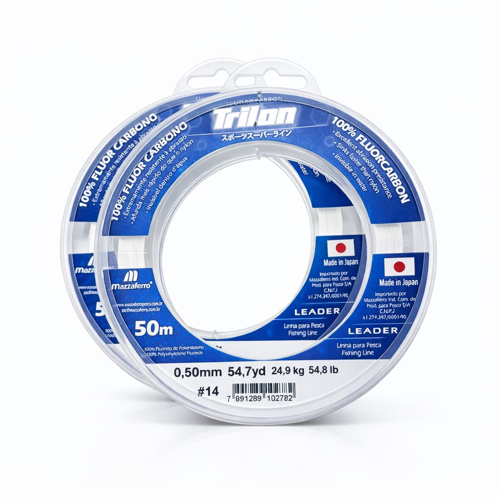 Linha de Pesca Trilon Mazzaferro 0.50mm 100% FluorCarbono  Resistência 18kg 50m Baixa Mémoria
