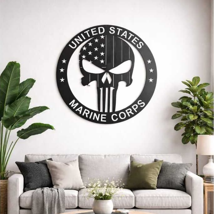 Quadro Caveira Militar MDF Vazado Preto | Decoração Geek Tática | Parede Sala Escritório Masculino