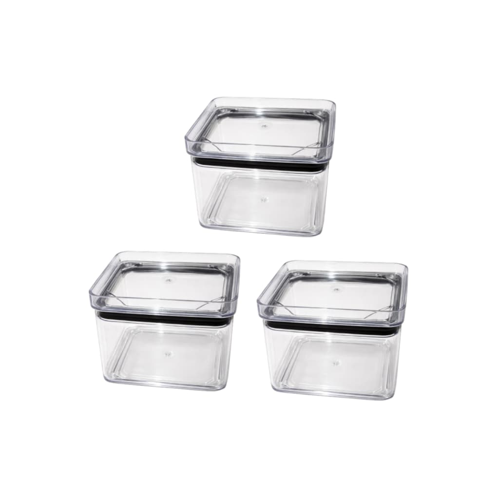 Kit 3 Potes Hermeticos Quadrado de 480 ML Porta Condimentos Alimentos Material Em Acrilíco