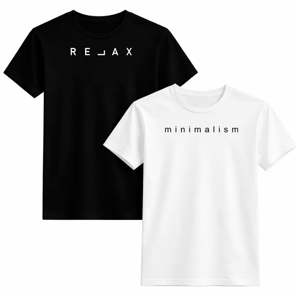 Kit 2 Camisetas Masculinas Relax + Minimalism 100% Algodão Estilo Casual Premium Moda Básica Moderna