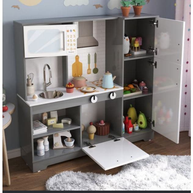 Cozinha Infantil   Completa com Geladeira, Forno e Micro-ondas – Brinquedo Educativo em MDF/MDP