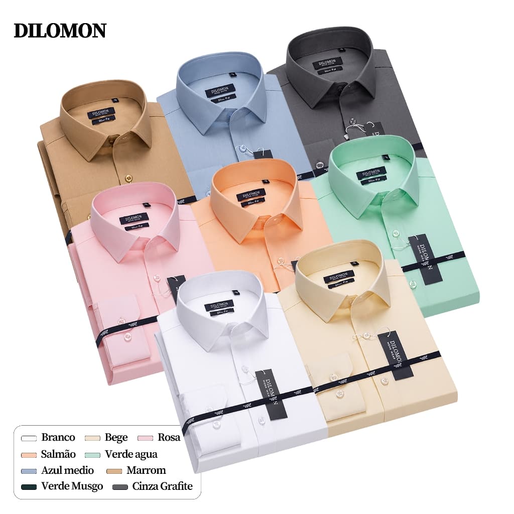 Dilomon Camisa Social Masculina Estilosa  Respirável - Luxuo Premium Blusa do Brasil , Várias cores