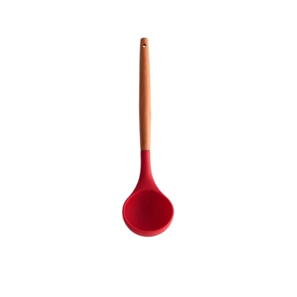 Concha de Silicone Cabo Madeira Vermelho Scarlet – Resistente, Elegante e Antiaderente