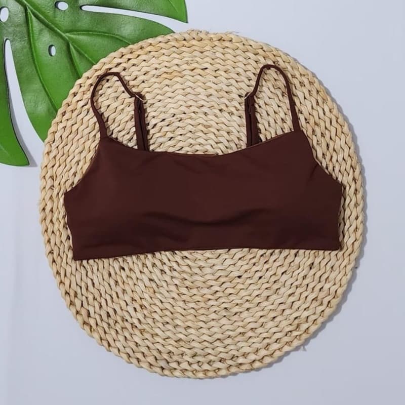 Top Faixa Biquíni Cropped Avulso Feminino com Regulador Alça Fina  Bojo Removível poliamida Moda Praia Verão