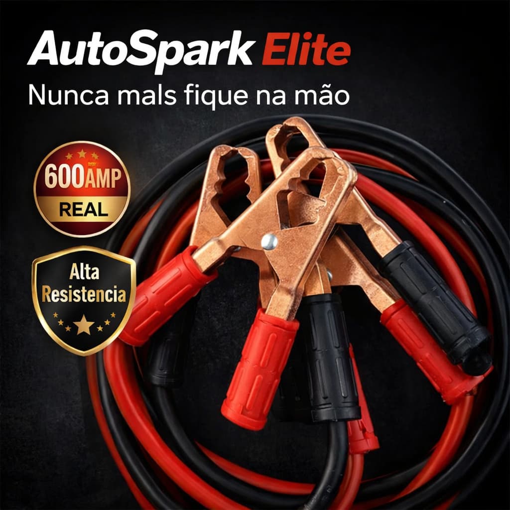 Kit Cabos Bateria Automotiva 600A Reforçado 2,5m AutoSpark Elite Chupeta Carro Partida Rápida Alta Potência