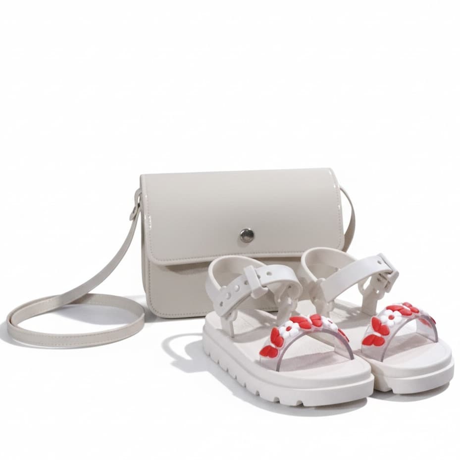 Kit Sandália Infantil de Menina Borboleta + Bolsa Infantil Papete Feminina Leve e Confortável