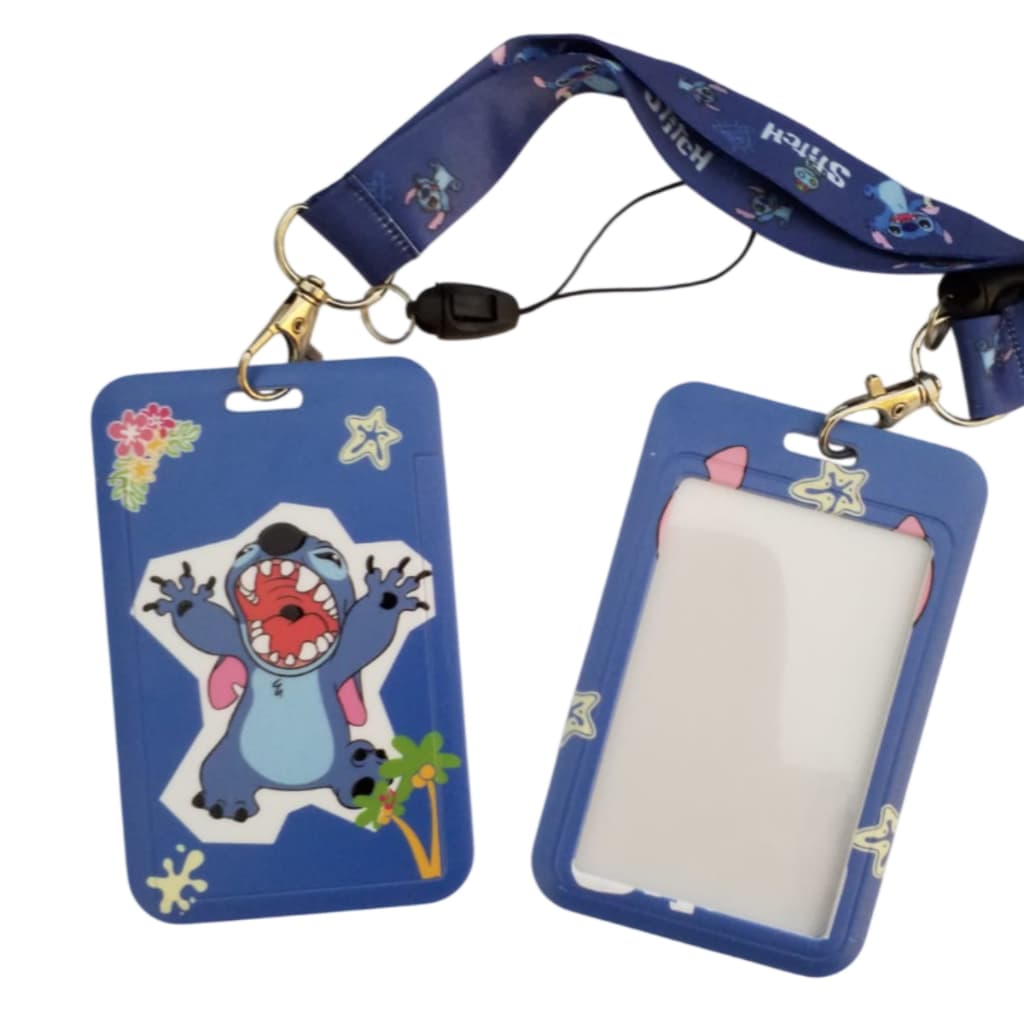 Porta Cartão E Crachá Lilo & Stitch Com Cordão