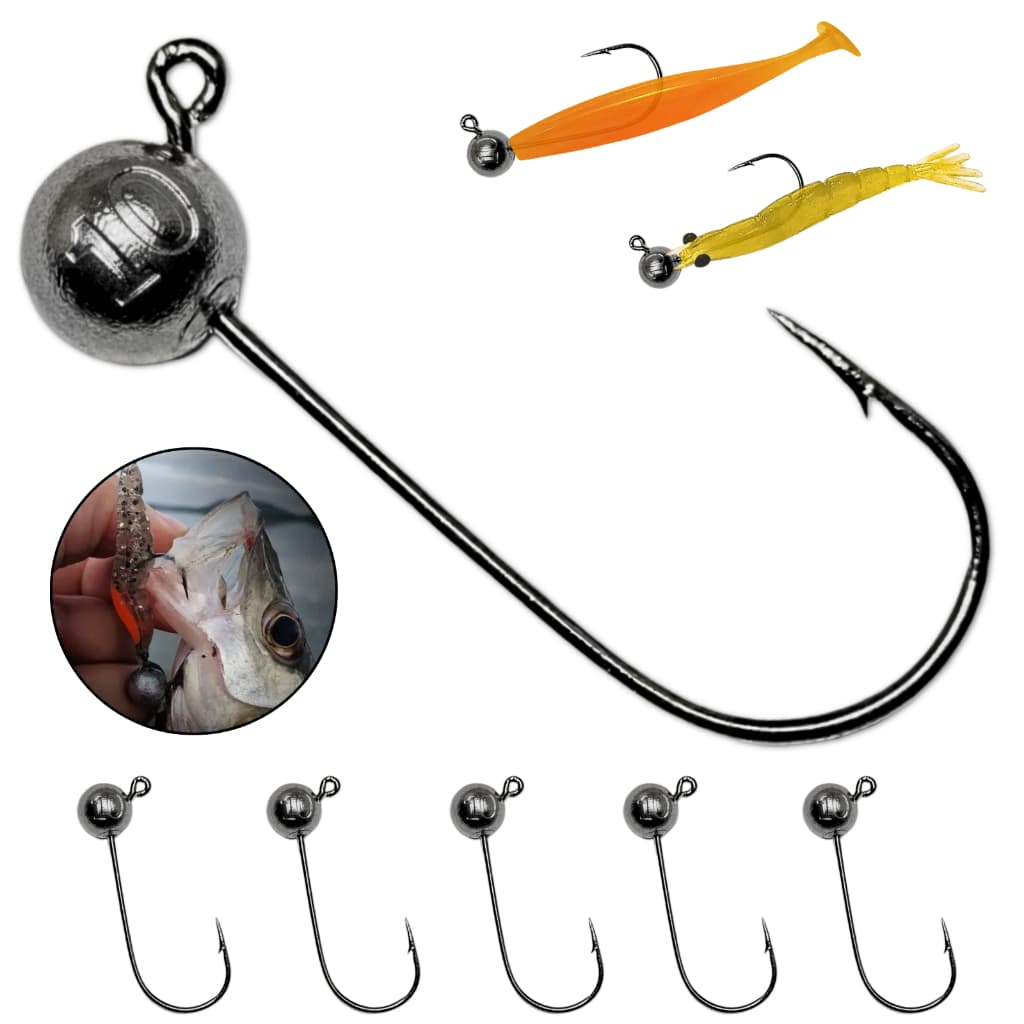 Jig Head Anzol Pesca Kit 5un Black Nickel Robalo Tucunaré Traíra Isca Artificial Soft Pescaria