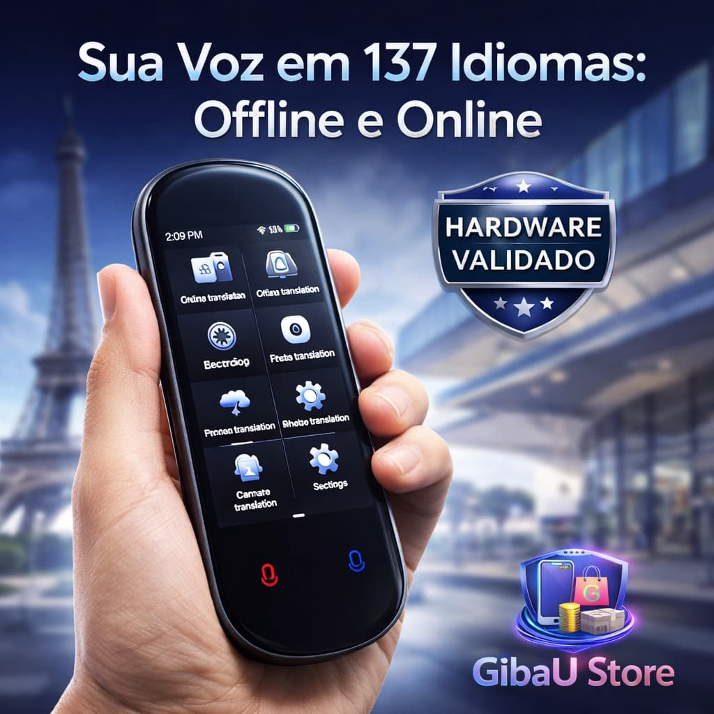 Dispositivo Tradutor de Idiomas AI Inteligente Offline e Online Voz Foto 137+ Línguas Portátil