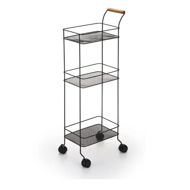Organizador Carrinho Multiuso Auxiliar 3 Andares Rodinha Rodizio Preto Eco Design Arthi