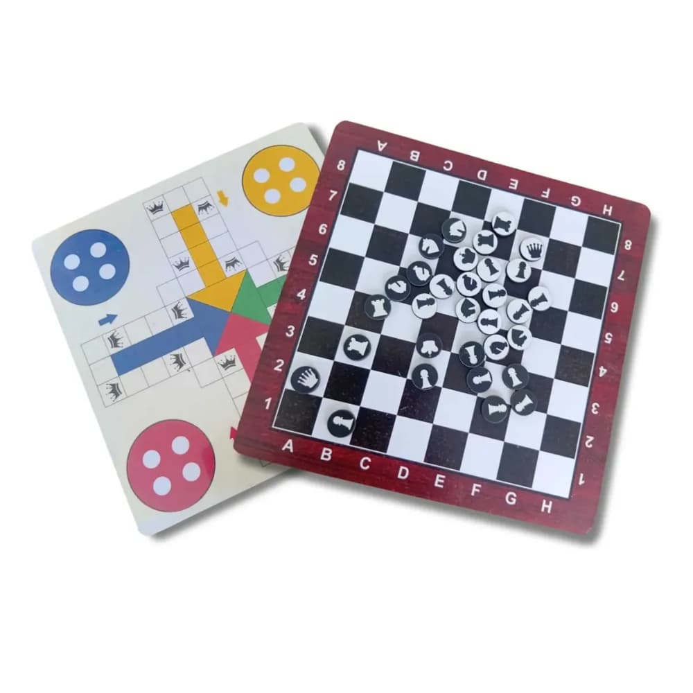 Kit Dois Jogos De Tabuleiro Em 1 Xadrez E Ludo Divertido