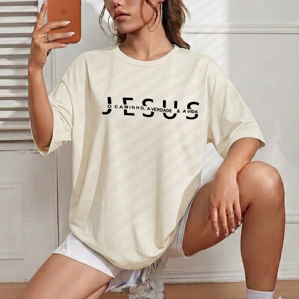 T-shirt Feminina Jesus O Caminho da Verdade Academia Camiseta Tendência Camisa Estampada Blusa Crt Unissex