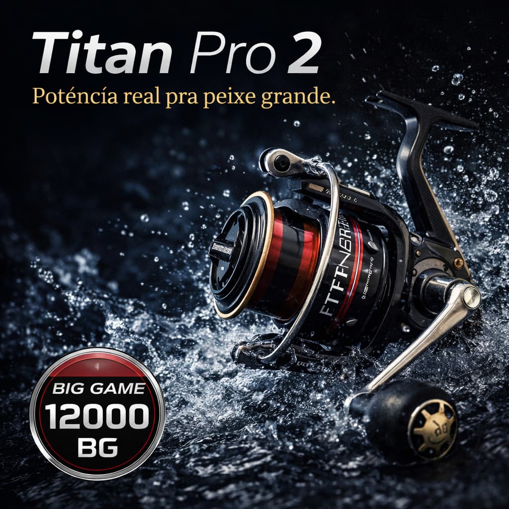 Carretilha Titan Pro 12000 BG Ultra Forte para Pesca Pesada com Alta Resistência