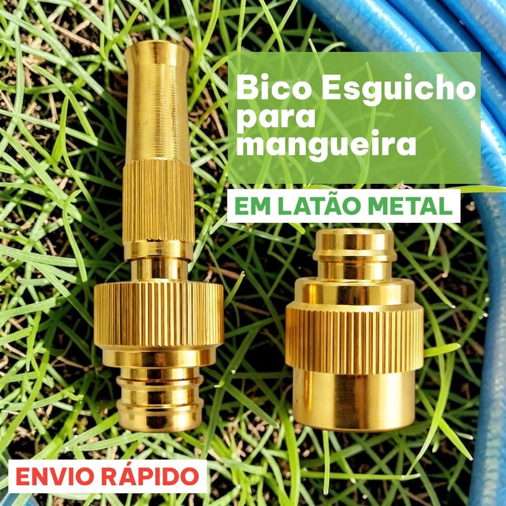 Bico para Mangueira 1/2" Regulável em Latão Controle de Vazão Esguicho Pressão