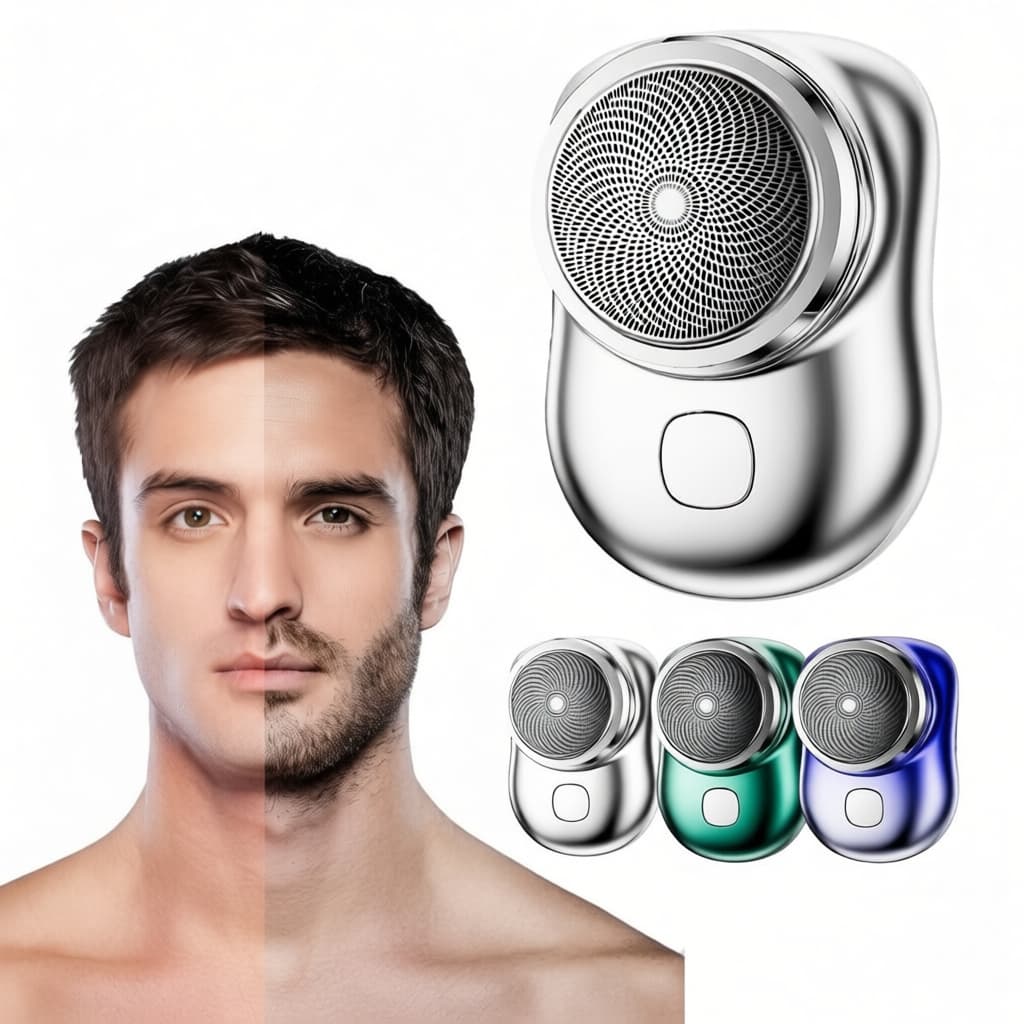 Mini Barbeador Elétrico Portátil, Aparador de Barba de Bolso, À Prova d